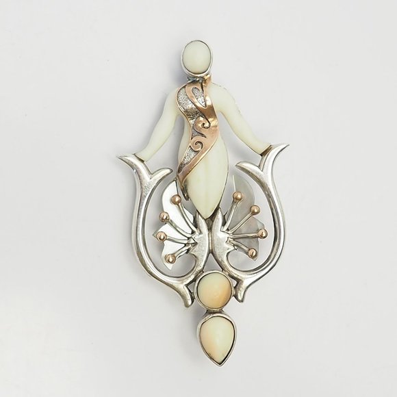 Zealandia Jewelry Emergence Woman Goddess Figure Brooch Sterling